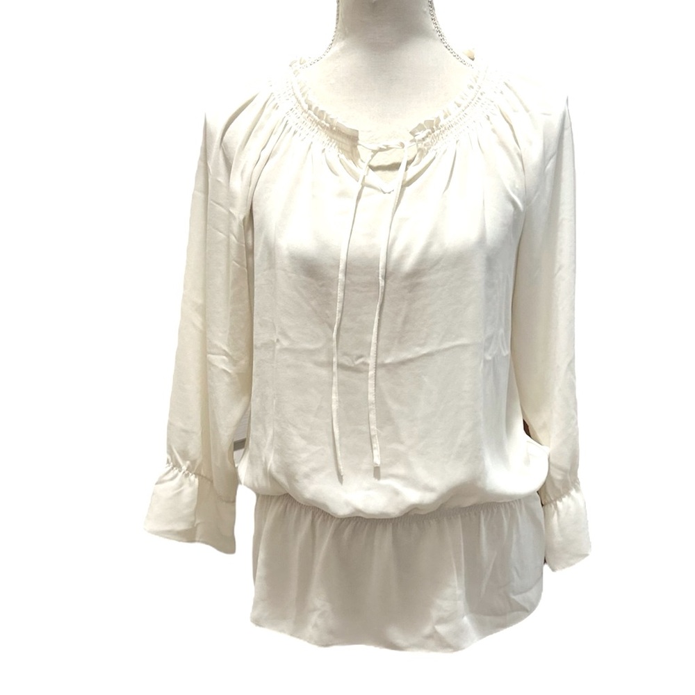 Chicos Women’s Peasant Off White Flowy Boho Tunic 3/4 Sleeve Small